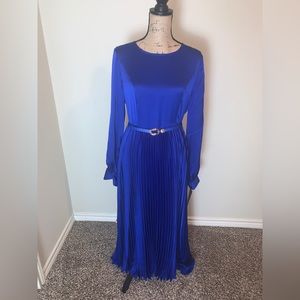 Royal blue, pleated evening dress